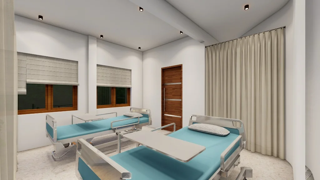 Modern assisted care twin bed room at Green Gardens senior living community designed for resident comfort and recovery